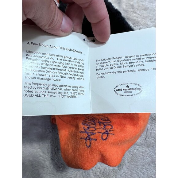 Opus Plush Penguin From Bloom County Wet Phase 1985 With Colorful Cap & Orange T - Picture 4 of 8
